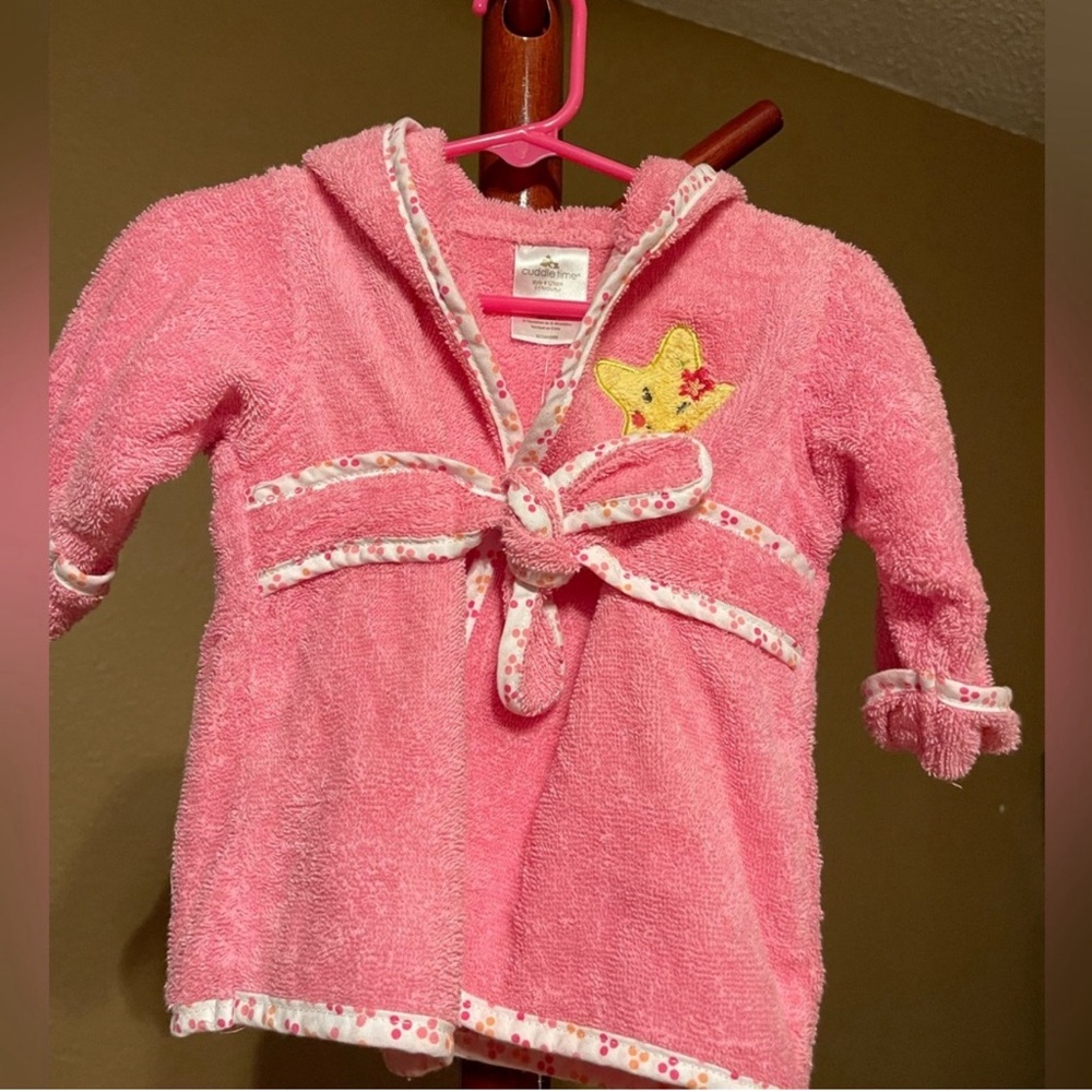 Cuddle Time Pink Baby Robe with Starfish